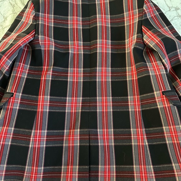 NWOT ANN TAYLOR BLACK RED PLAID RELAXED DOUBLE BREASTED BLAZER JACKET SZ 2/ M - Picture 9 of 12
